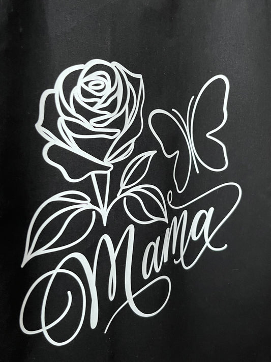 Stoffbeutel MAMA mit Rose und Schmetterling