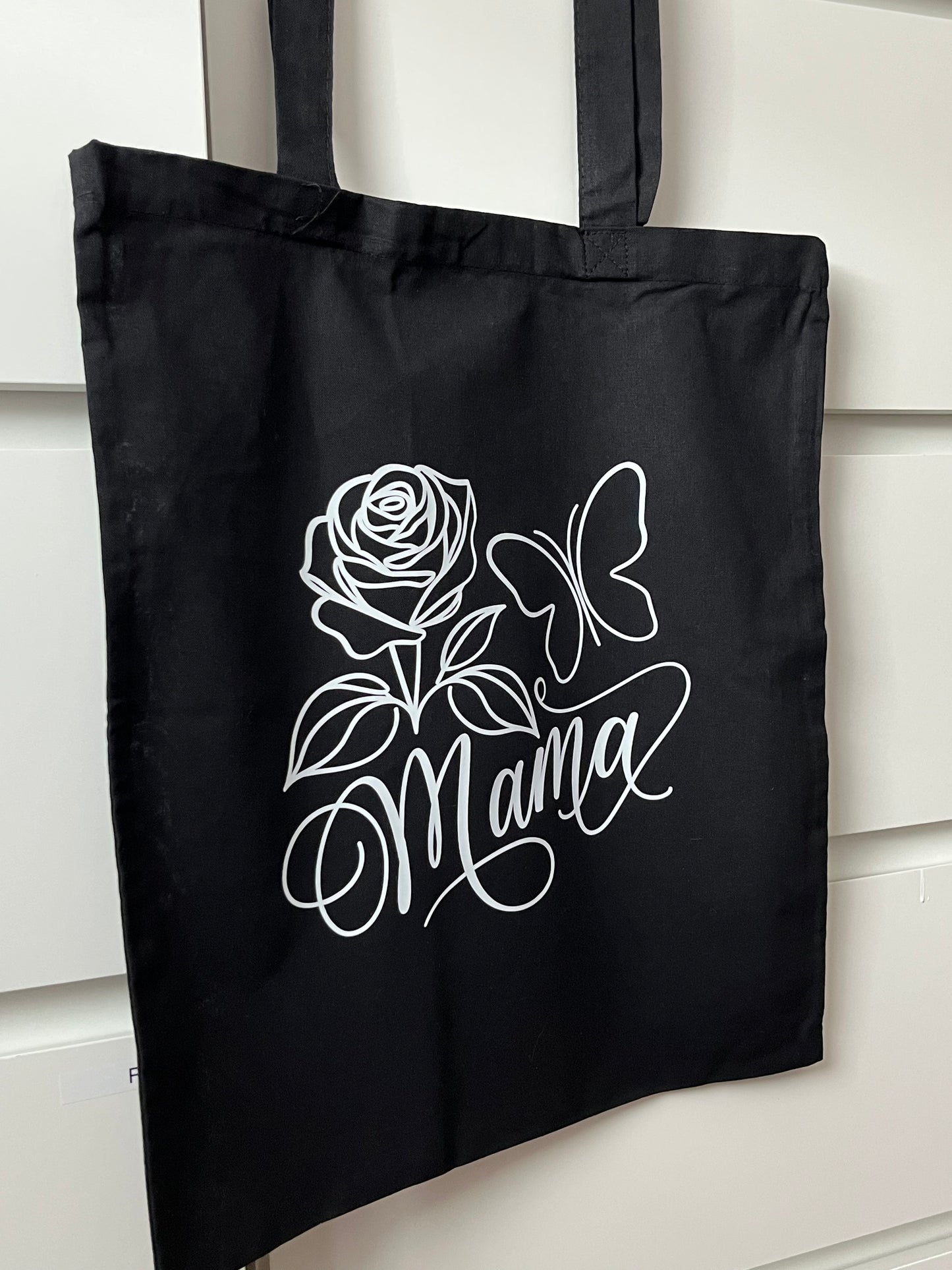 Stoffbeutel MAMA mit Rose und Schmetterling