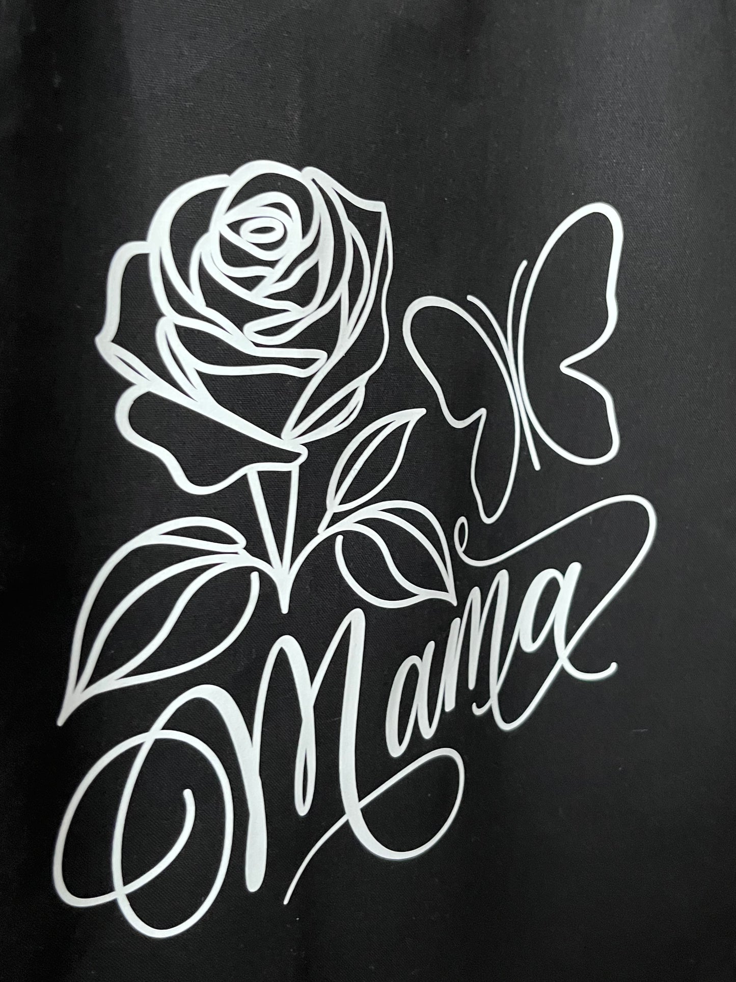 Stoffbeutel MAMA mit Rose und Schmetterling